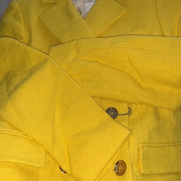 Zara | Yellow Textured Double Breasted Blazer Size Small - Picture 10 of 10